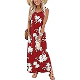 WIHOLL Maxi Dress Summer Dresses 2026 Beach Vacation Clothes Sleeveless Sundresses with Pockets Boho S-3XL