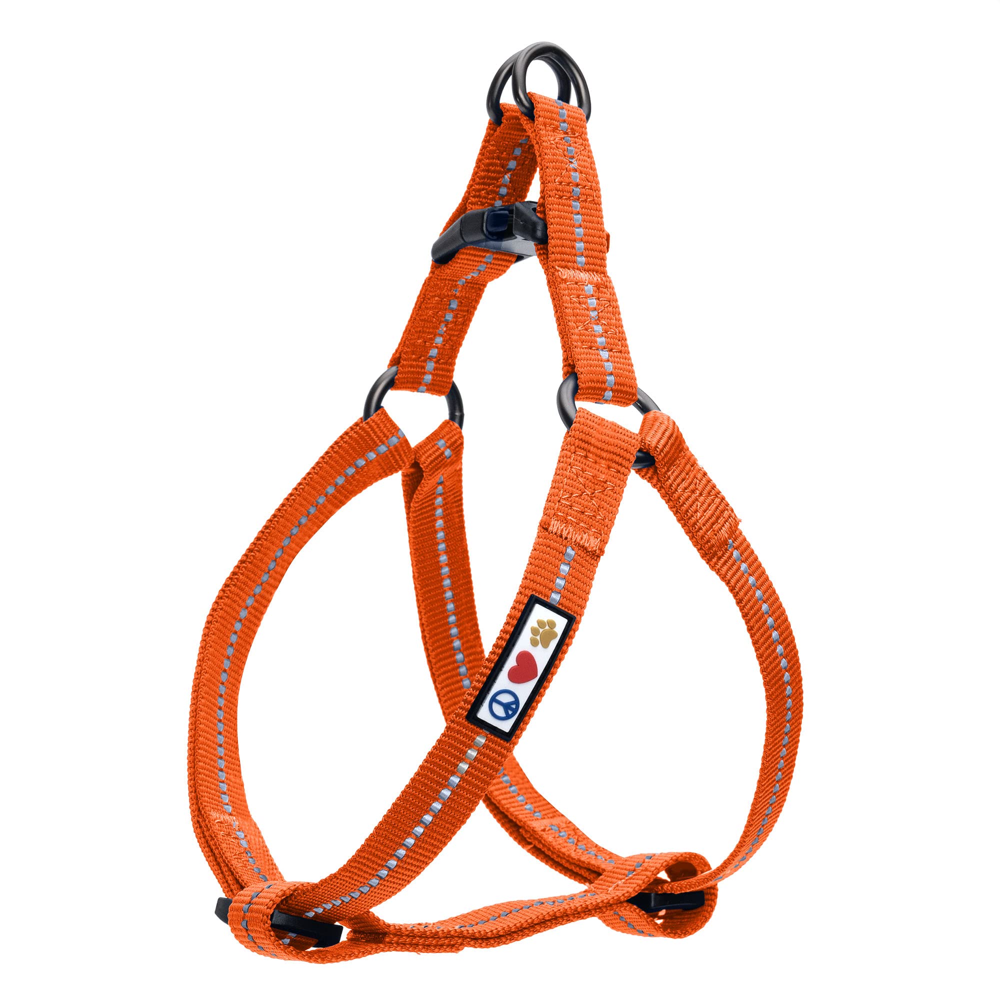 Pawtitas Medium Dog Harness - Reflective, Adjustable, Recycled M Orange
