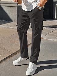 PLEPAN Men's Casual Cargo Pants Drawstring Hiking
