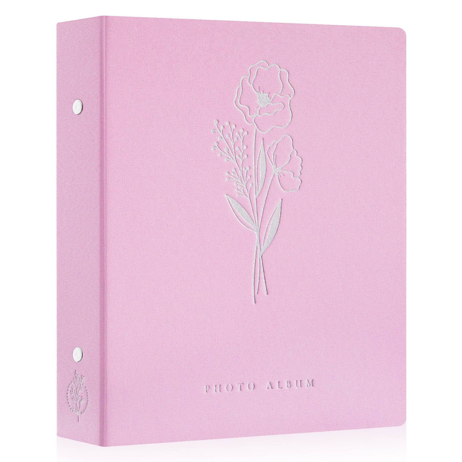 Lanpn Photo Album 6x4 Slip in, Linen 400 Pockets Photo Albums Holds Portrait Only 10x15cm Picture Pink