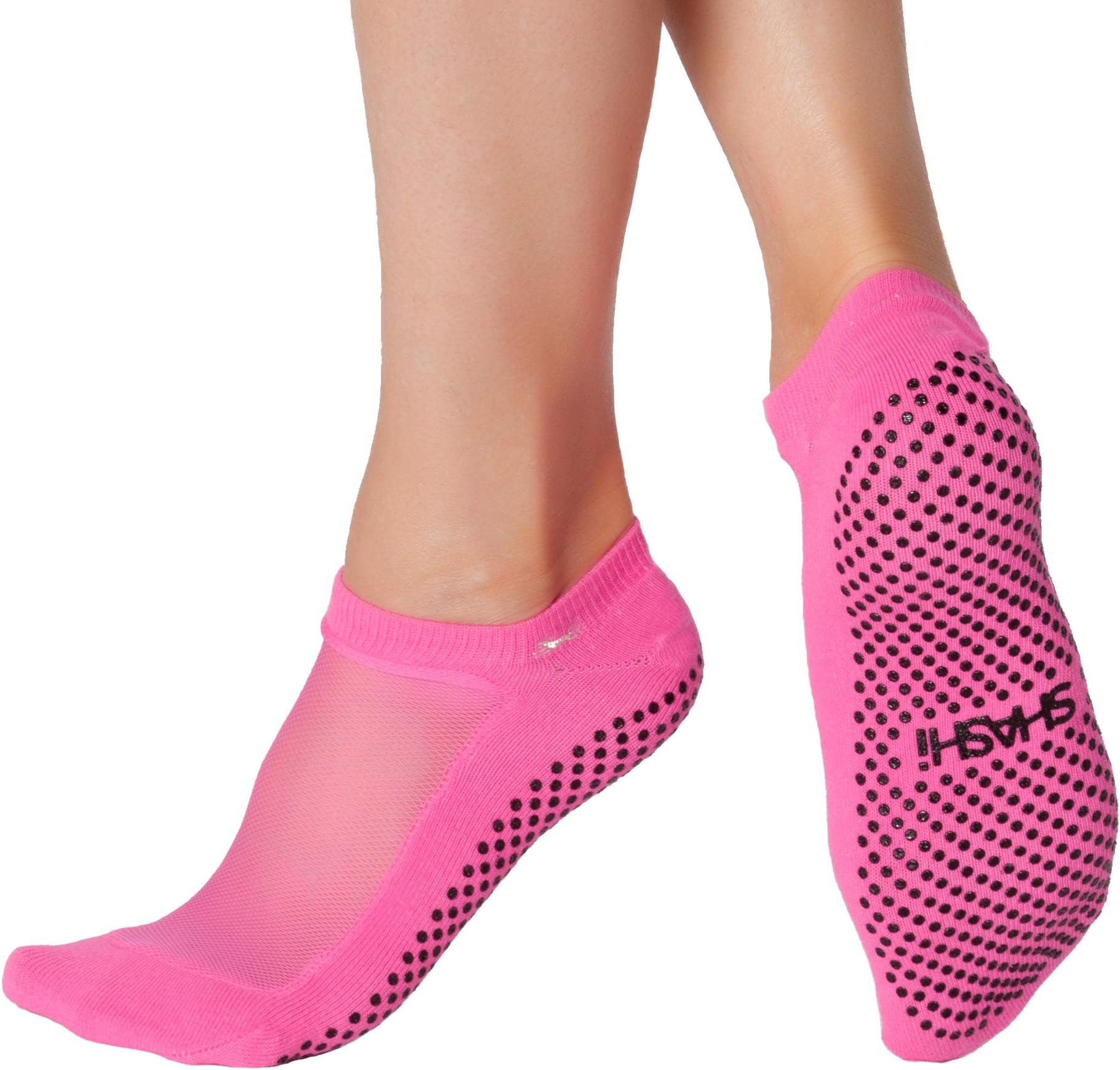 Pink Mesh Non Slip Ergonomic Socks Pilates Barre Ballet Yoga Dance Pink Small / 5.5-7.5