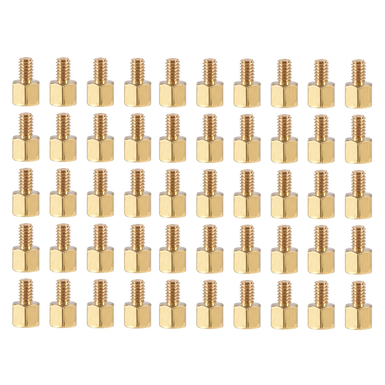 YOKIVE 50 Pcs M2.5 Standoff Screws, Brass Hex PCB Standoffs, Keep Height Consistent, Great for Motherboard (Gold Tone, 5mm+4mm)