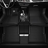 All-Weather car Floor MATS-Suitable for 99% of car Models,Leather car mat, offering Personalized Embroidery and Multiple Color Options,Provide Protection for car Rug (Black=)