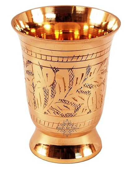 IndianArtVilla Handmade Mughlai Style Brass Glass Cup Tumbler 250 ML Drinkware Home Hotel Restaurant Tableware Gift Item