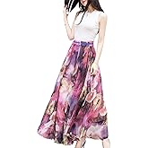 Sinono Womens Long Chiffon Bohemian Skirt Gypsy Dress Maxi Boho Beach Skirt