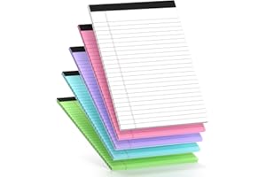 NICHELA 5 Pcs Note Pads 5 x 8 Inch Small Legal Pads 5 x 8 Colored Notepad 5 x 8 Micro Perforated Writing Pads Lined Paper College Ruled 30 Sheets Notebook for Study, To-Do Lists, School & Office Supplies