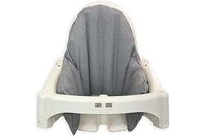 BEBEK OZEL High Chair Cover for IKEA Antilop High Chair,Cotton Cover for Inflatable Cushion, Cushion Cover for High Chairs for Babies and Toddlers, High Chair Accessories, It is Only Cover! (Rolled Grey)