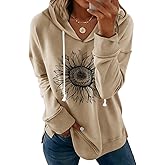 Chulianyouhuo Womens Graphic Hoodies Long Sleeve Pullover Drawstring Hooded Sweatshirt Casual Loose fit Tunic Tops 2025