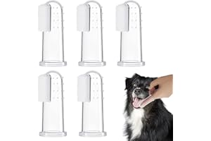 BLMHTWO 5 Pieces Dog Tooth Brushing Kit Finger Toothbrush for Dogs Cat Puppy Toothbrushs with Silicone Bristles and 16 Round Particles Thickened Silicone-Layer Transparent Dog Toothbrushs for All Pets