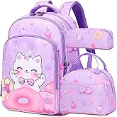 Girls' Elementary School Backpack with Lunch Box - Back to School Bag Bookbag