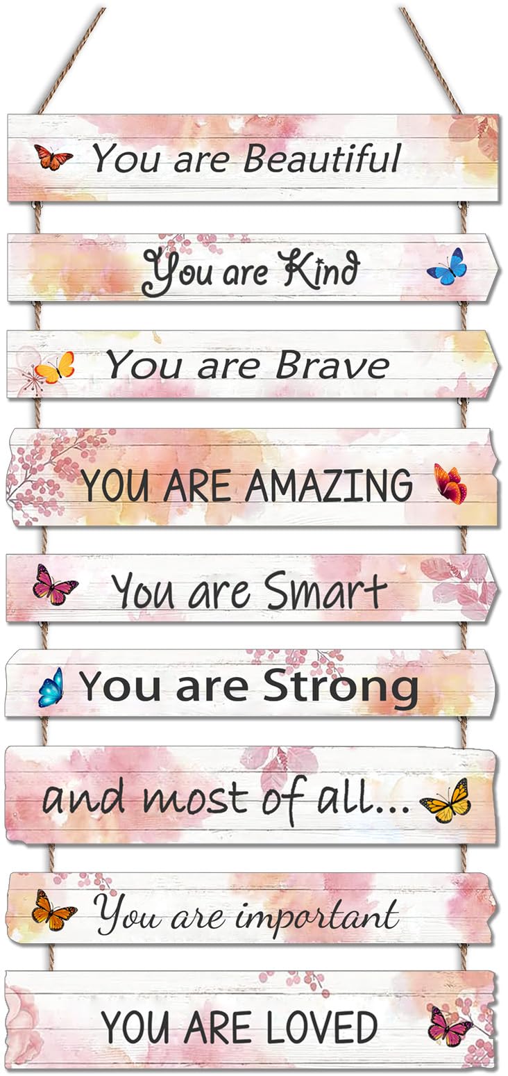 Photo 1 of JEVUVU Butterfly Girls Room Decor, Pink Wall Decor for Baby Girl, Girl Bedroom Decor Art Signs, Trendy Stuff Decorations for Kids Nursery Bed Room Dorm Classroom Bathroom