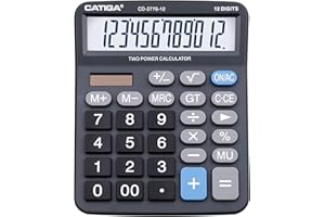 Premium Commercial 12-Digit Large Desktop Calculator with Huge 5-Inch LCD Display Screen, Giant Responsive Buttons, Battery a