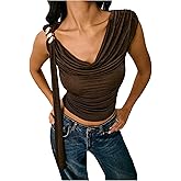 SweatyRocks Women's Ruched Draped Going Out Crop Tops Off The Shoulder Sleeveless Y2K Top