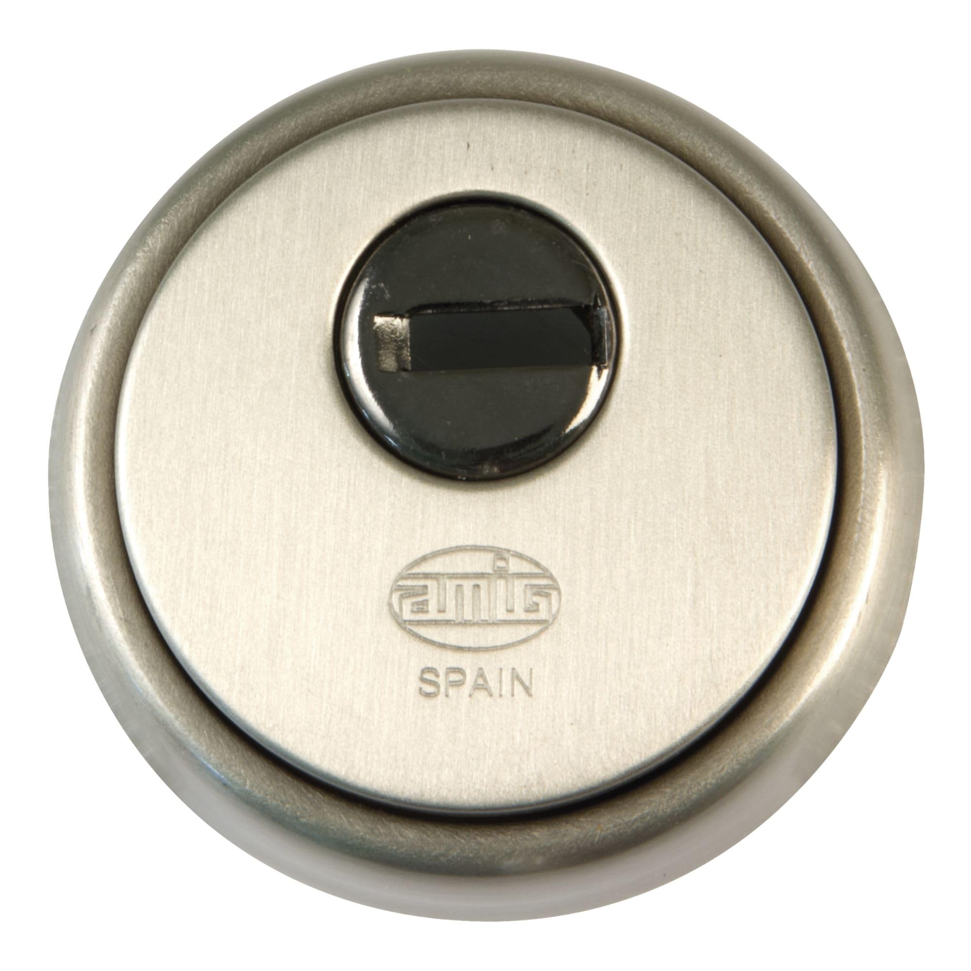 Amig - Round Safety Shield for Locks Mod. 40 | Diameter 65 mm | with Anti-Drill Plate and Anti-Theft Nuts | Solid Outer Ring | Matte Chrome Brass