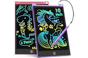 TECJOE 2 Pack LCD Writing Tablet, 10 Inch Colorful Doodle Board for Kids, Electronic Drawing Tablet, Kids Travel Games Activi