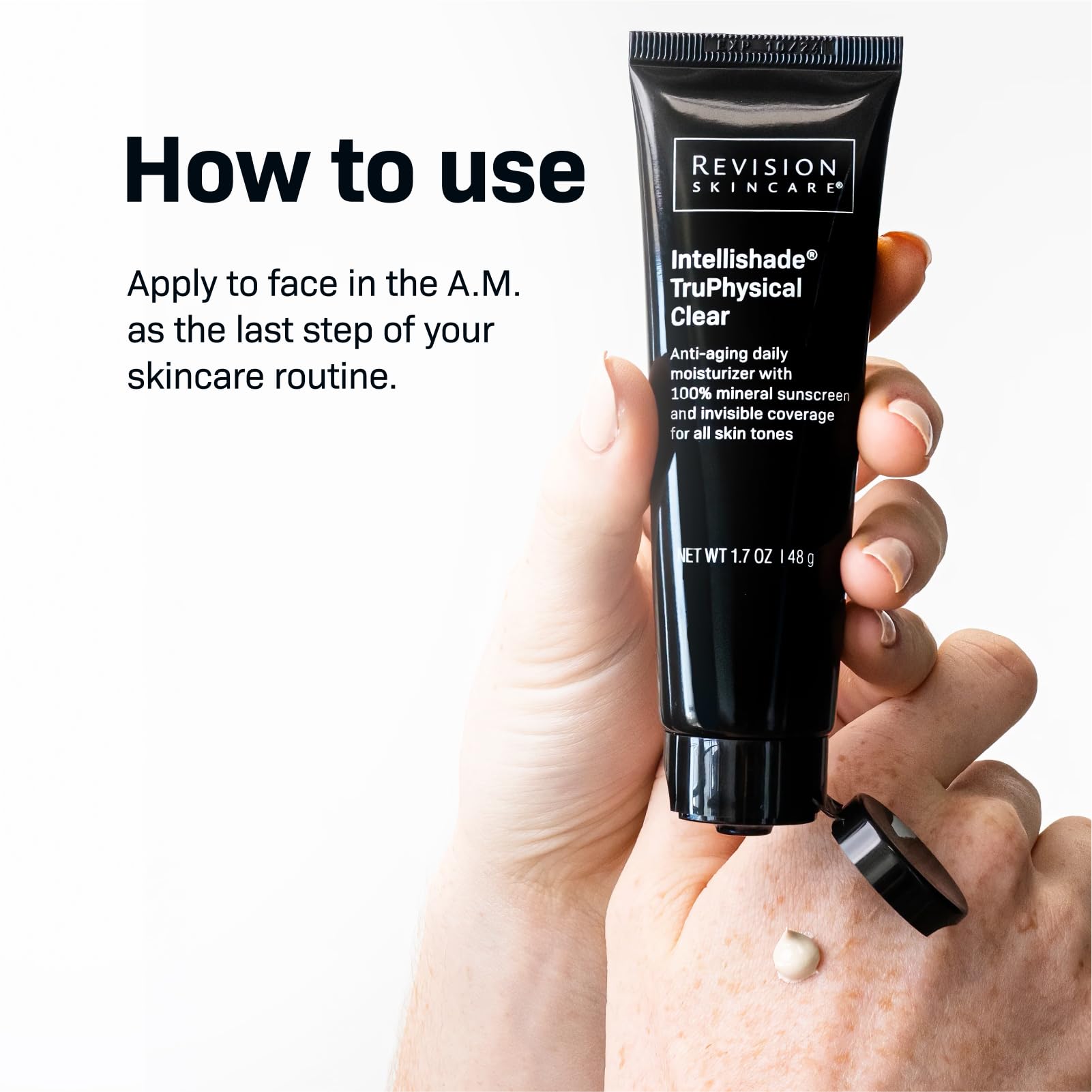 Revision Skincare Intellishade® TruPhysical Clear SPF 50, 100% Mineral Face Sunscreen, Oil-Free Anti-Aging Moisturizer with SPF and Vitamin C, Invisible Sunscreen for Sensitive Skin, 1.7 oz