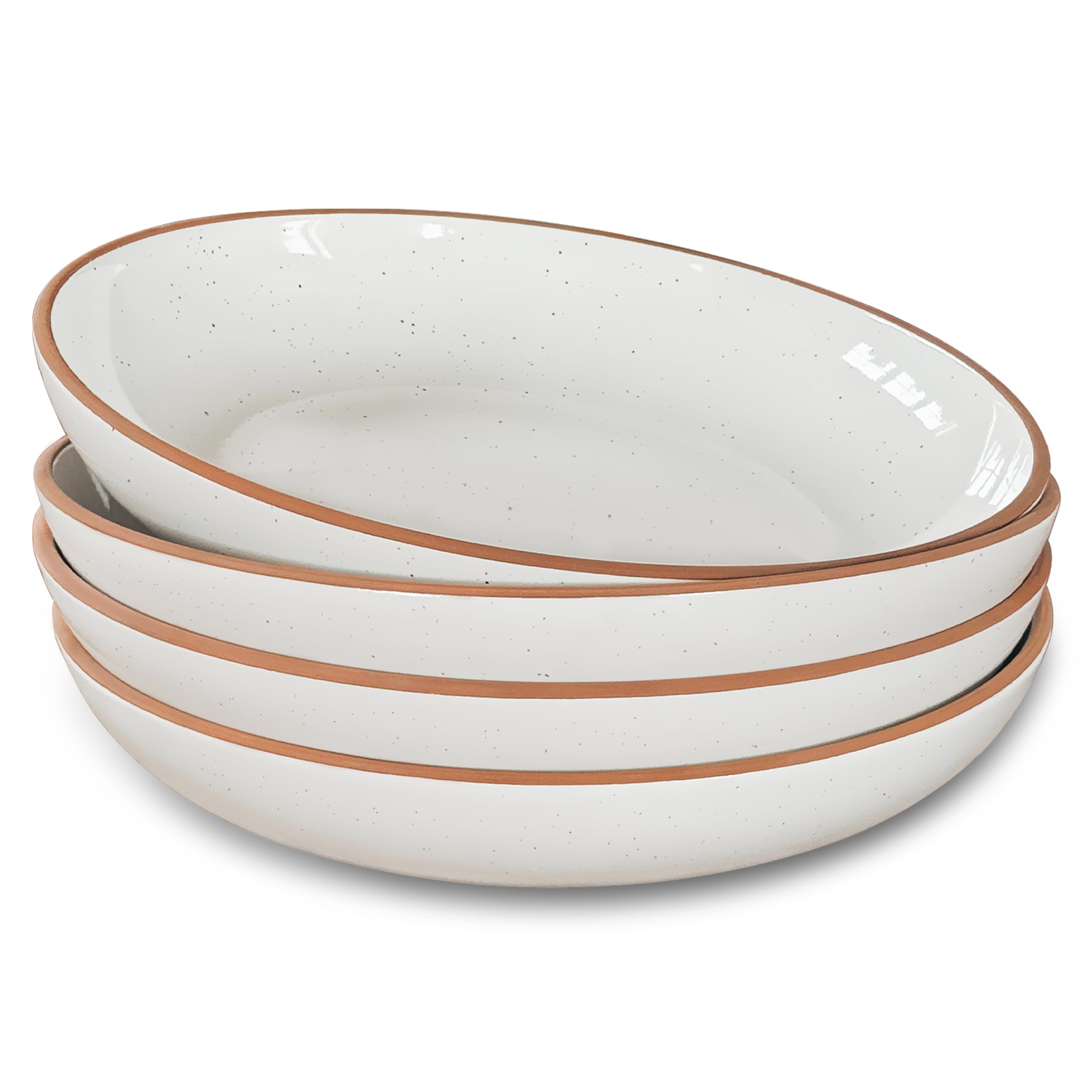 Photo 1 of Mora Ceramic Large Pasta Bowls 30oz, Set of 4 - Serving, Salad, Dinner, etc Plate/Wide Bowl - Microwave, Oven, Dishwasher Safe Kitchen Dinnerware - Modern Porcelain Stoneware Dishes, Vanilla White