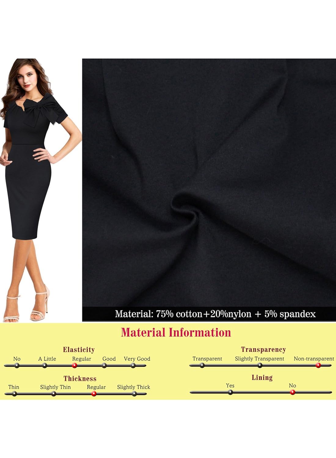 VfEmage Women's Celebrity Vintage Bowknot Party Cocktail Stretch Bodycon Dress VfEmage Women's Celebrity Vintage Bowknot Party Cocktail Stretch Bodycon Dress