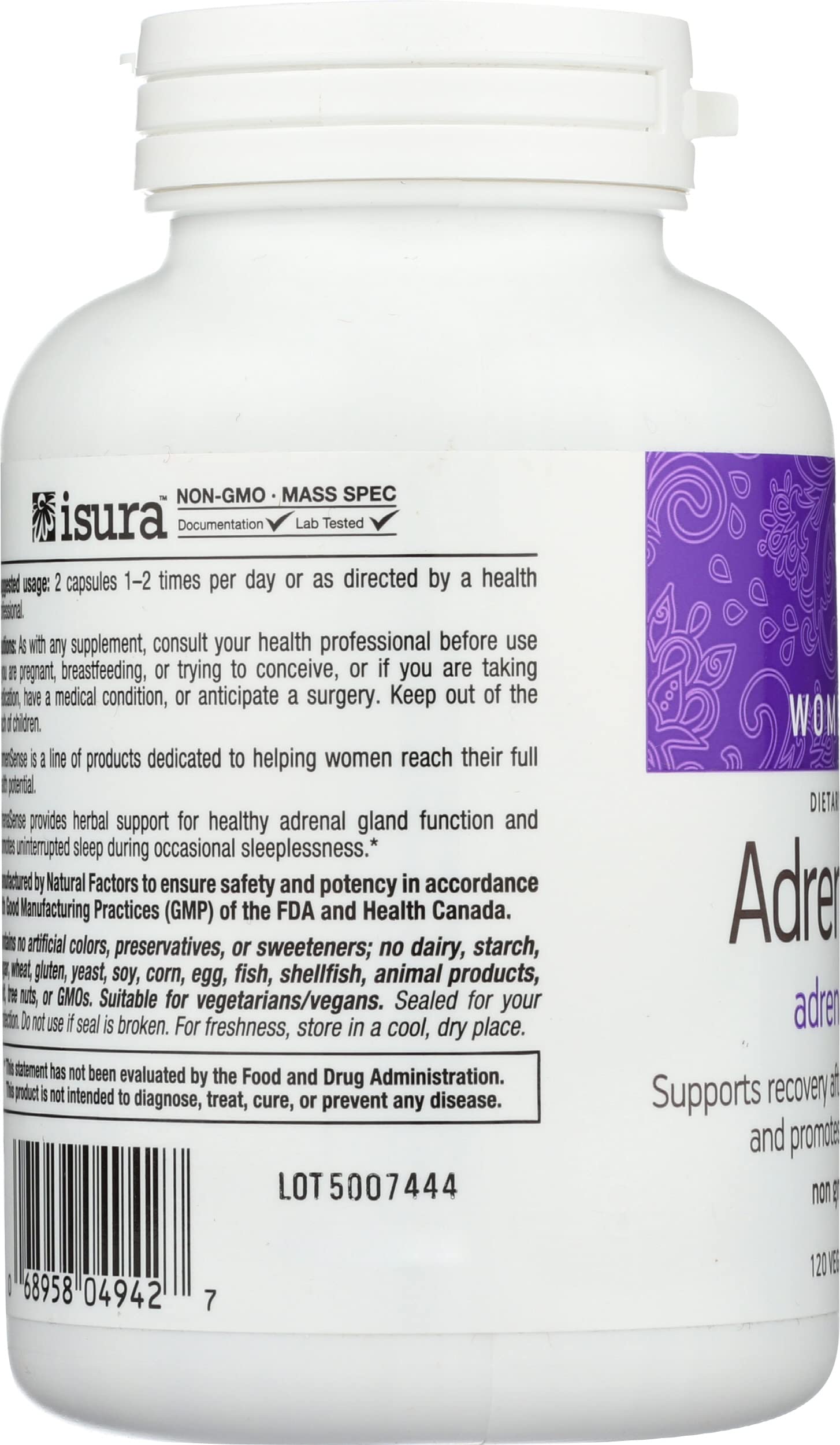 WomenSense AdrenaSense by Natural Factors, AdrenaSense, Herbal Supplement for Adrenal Support and Stress Relief, Vegan, Non-GMO, 120 Capsules