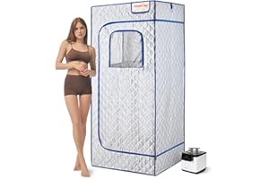 HIGOSPRO 71in High Full Size Sauna Cotton, Personal Steam Sauna with Touchscreen 1000W & 2.6 L Steam Generator, Remote Control, Silver