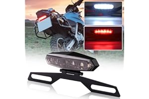 Motorcycle Rear Tail Light with License Lamp Bracket, 12V Integrated Brake Stop Light Running Light Turn Signal Lamp for Dirt
