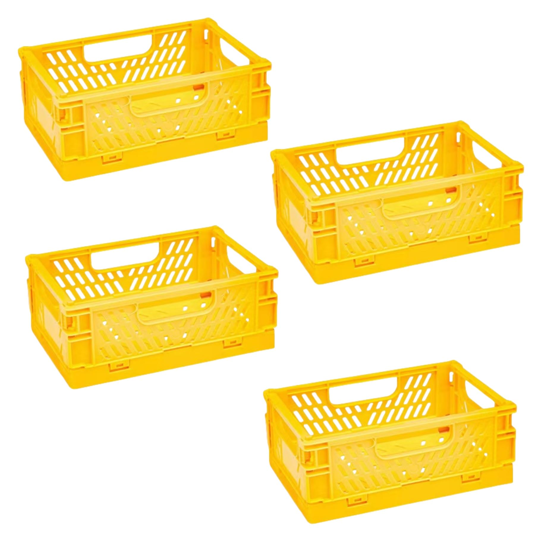EURXLQ Foldable Storage Basket,Plastic Storage Basket,Stackable For Kitchen,Bedroom (Yellow, 15×10×6cm/4 Pack)