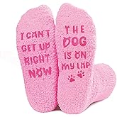 AmoraKiva Gifts for Women Mom - Funny Pink Fuzzy Socks for Women Novelty Pink Dog Gift for Friends Christmas gift Birthday(One Size)