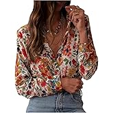 SHENHE Women's Plus Size Floral Button Down Shirt Long Sleeve Dressy Going Out Fall Blouse Top
