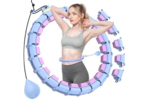 HCOIW Plus Size Silent Weighted Hula Infinity Fitness Detachable Hoops 65-Inch 32 Knot, Smart Noiseless Infinity Hula for Women, Waist and Abdominal Home Weight Loss Exercise Fit Hoop