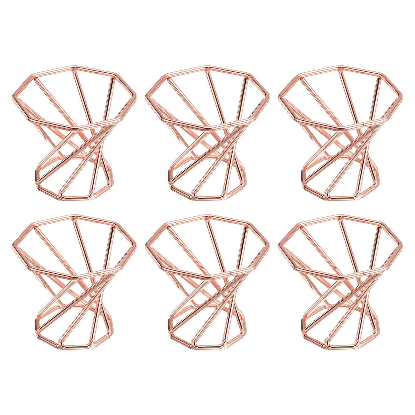 PATIKIL Air Plant Holder, 6 Pack Tillandsia Pot Base Container Metal Air Plant Rack Indoor Planter Stands for Home, Rose Gold