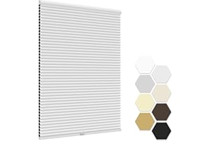LazBlinds No Tools No Drill Cordless Cellular Shades, Blackout Honeycomb Shades Room Darkening Pleated Blinds for Window Size 33" W x 72" H, White