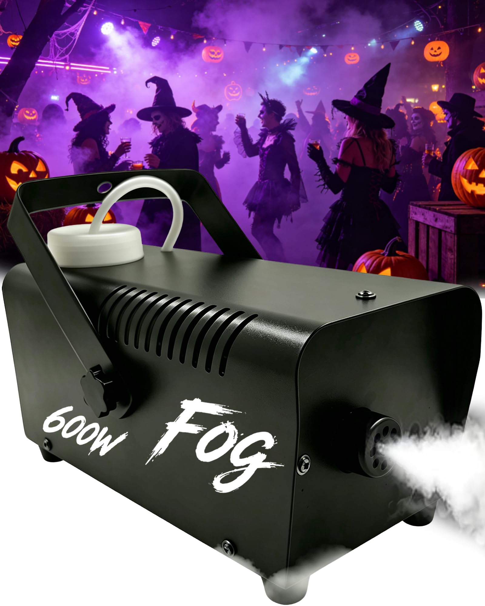 Fog Machine, Smoke Machine 600W with Wireless&Wired Remote Control for Halloween, Small Party,Indoor,Outdoor and Mini Stage E
