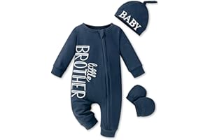 FoWear Baby Boy Clothes Letter Print One Piece Romper Baby Coming Home Outfits with Hat Newborn Boy Outfits