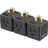 [ETL Listed] Cable Matters 3-Pack 3 Outlet Wall Adapter, Plug Adapter, BLK | Grounded, Cube Tap, Power Splitter, Grounded Cube Tap Outlet Splitter 3 Way Plug Adapter 3-Prong Power Splitter