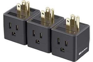 [ETL Listed] Cable Matters 3-Pack 3 Outlet Wall Adapter (Grounded Cube Tap, Outlet Splitter, 3 Way Plug Adapter, 3-Prong Power Splitter), Black