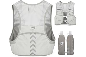 Outplea Lightweight Running Vest with 2pcs 500ML Soft Water Bottle for Men Women, Ultralight Reflective Hydration Pack with P