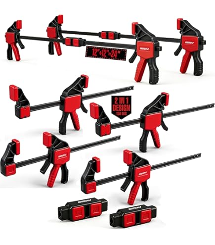 Biugaaufai 8-Pack 10-Inch Bar Clamps – One-Handed Quick Grip F Clamps For Woodworking, Nylon Construction With Load Display