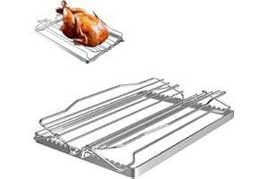 BQMAX Adjustable Turkey Chicken Roasting Rack, Universal Rib Roasting Rack, V-Shaped Turkey Roasting Rack