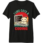Coder Programmer Cat Lover Cat Dad I Like Cats &amp; Coding Premium Tri-blend T-Shirt