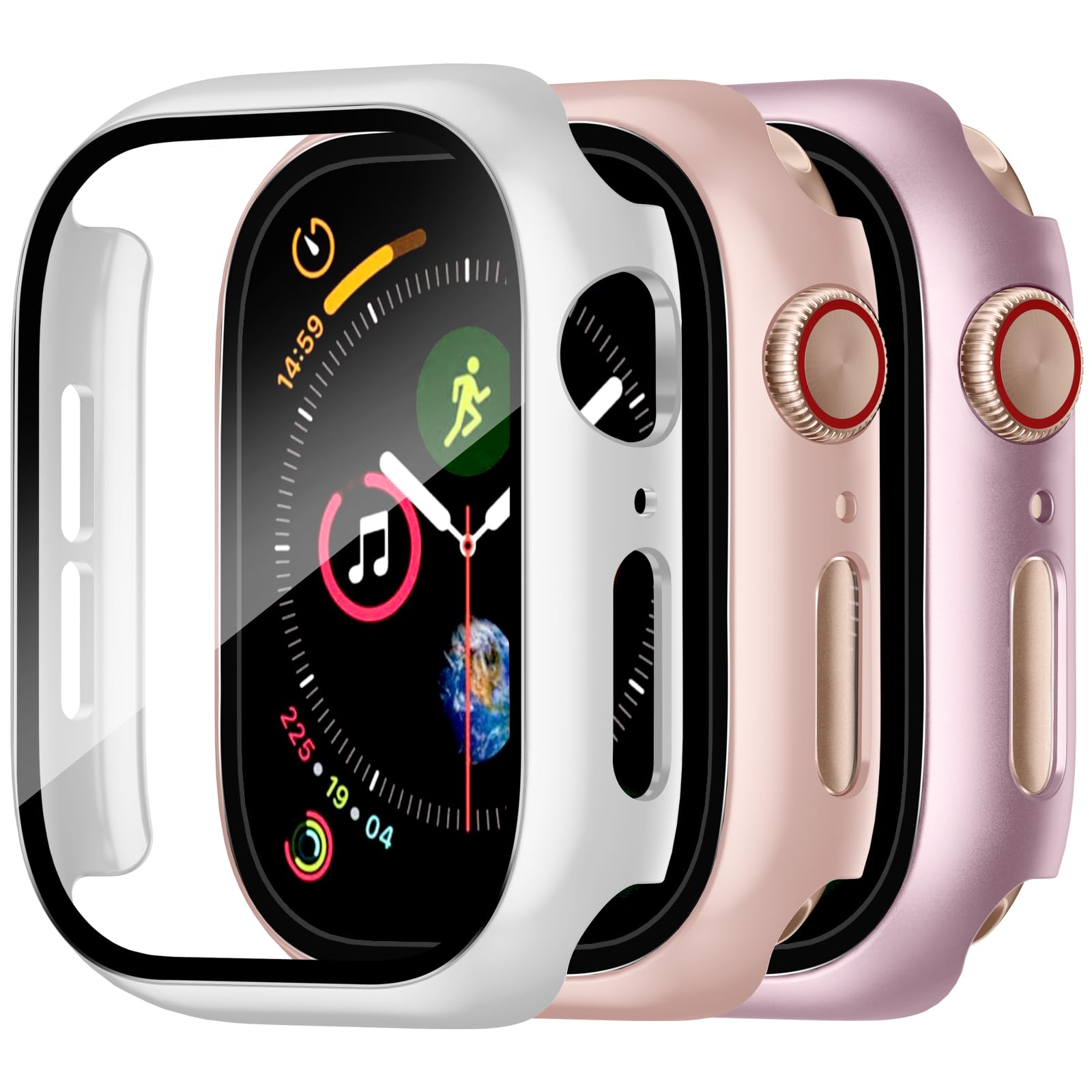Photo 1 of [3 Pack] Charlam Case Compatible with Apple Watch 38mm Series 3 2 1 Built-in Screen Protector All-Around Bumper Cover Hard PC Protective Case for iWatch Accessories (Pink/White/Rose Pink, 38mm)