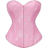 WERFORU Women Corset Tops Going Out Sexy Boned Bustier Corset Lace-up Tied Overbust Bustiers for Date Party