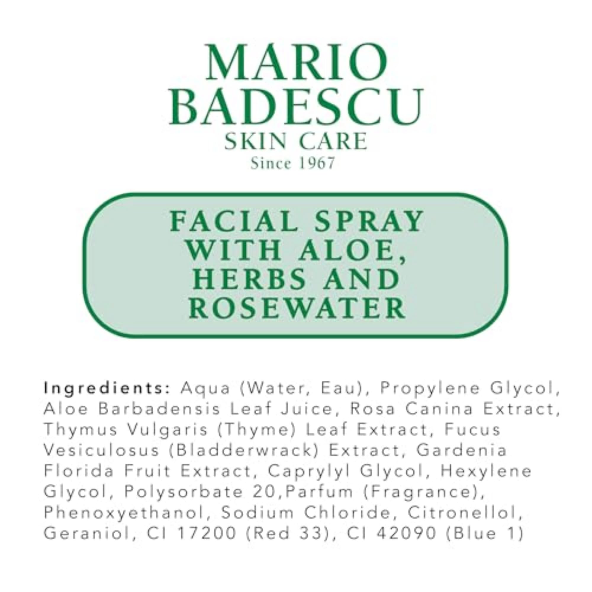 Mario Badescu Facial Spray with Aloe, Herbs and Rose Water for All Skin Types, Face Mist that Hydrates, Rejuvenates & Clarifies
