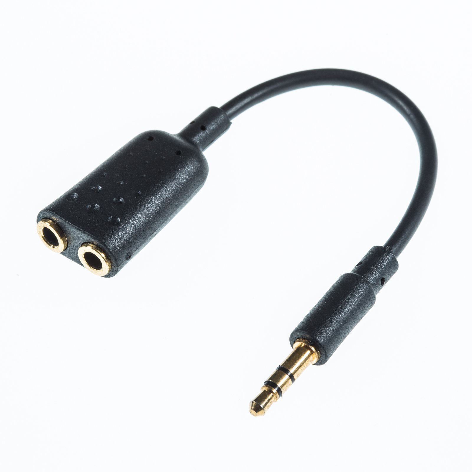 POPPSTAR Premium Audio Adapter, 2x 3.5mm audio ports to 1x 3.5mm metal audio plug, gold-plated contacts, 5.9 inch (15cm) with plugs