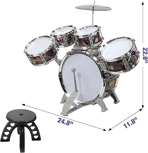 Raimy Kids Drum Set for Toddlers with Piece High Drums, Mini