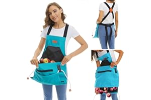 Raisingwell Gardening Apron with Pockets for Women, Adjustable, Washable, Garden Harvest Pouch with Quick Release Pockets