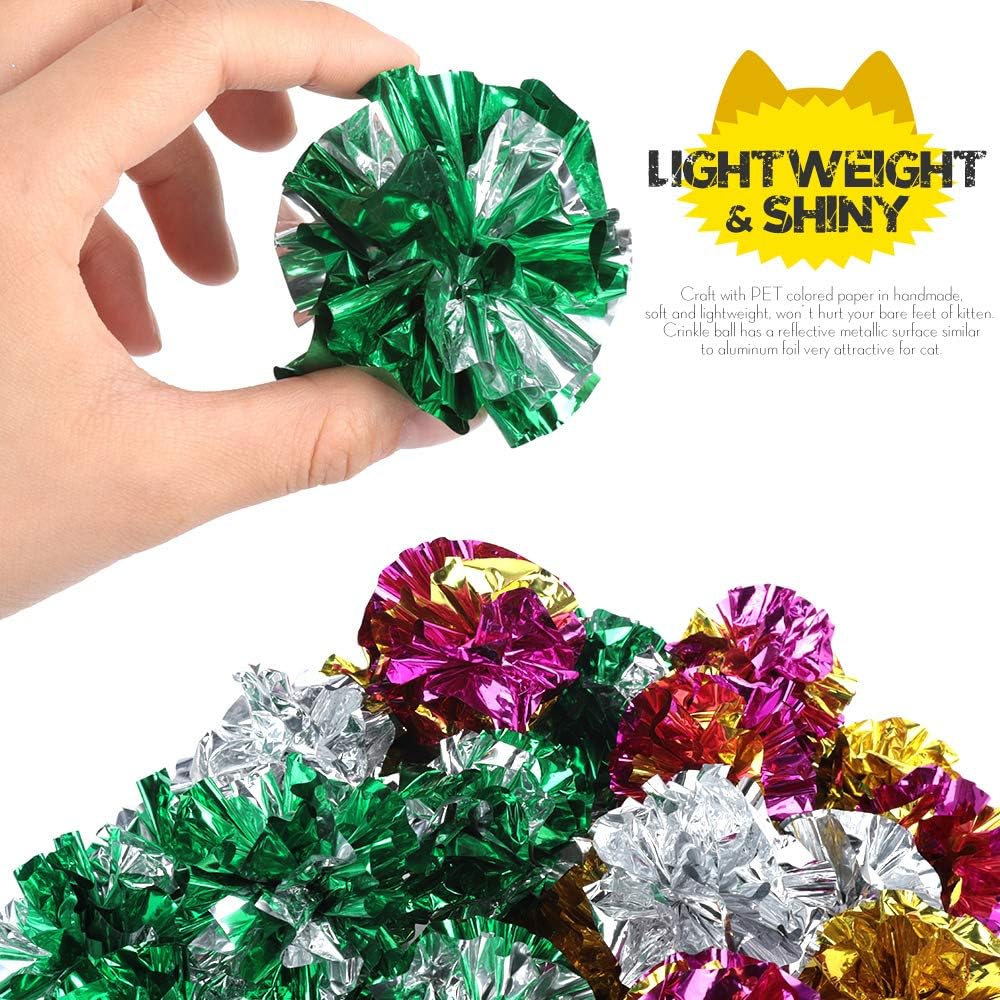 HNYYZL Bestsupplier 25 Pack Crinkle Balls Cat Toys - Original Mylar Crinkle Balls Cat Toys（Random Color） : Pet Supplies