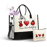 InnoBeta Ladybug Gifts Canvas Tote Bag - Peace Love Ladybug