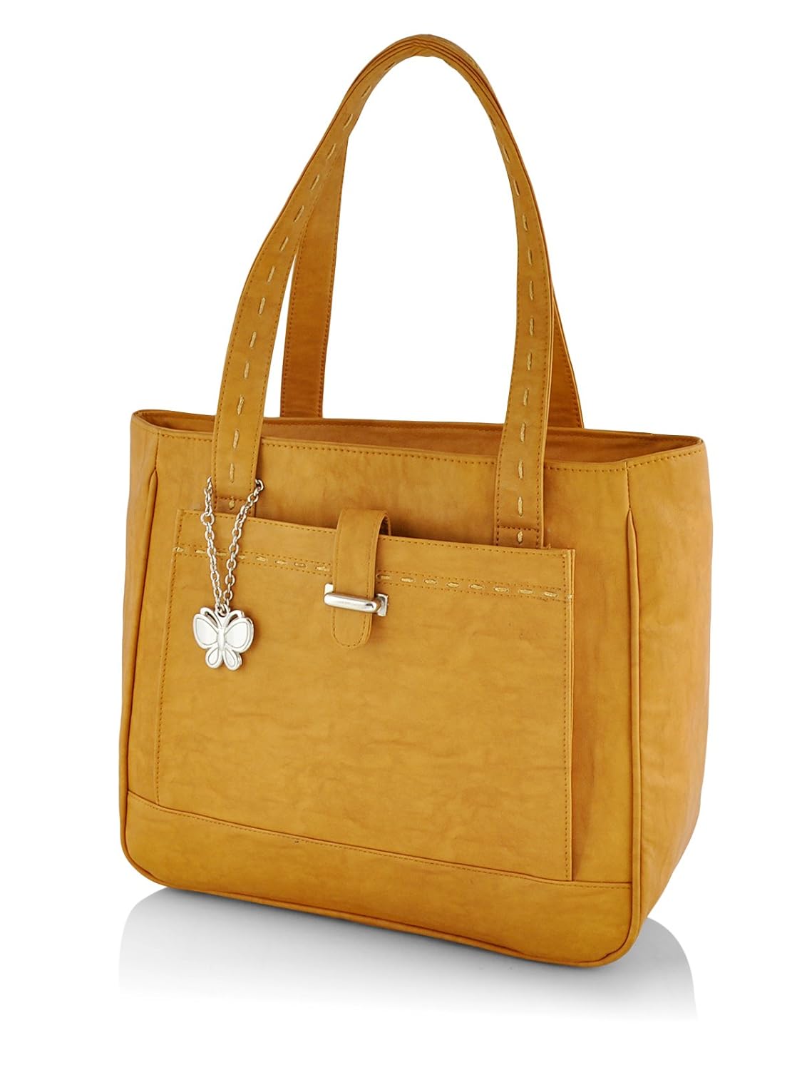 butterflies women's handbag (mustard) (bns bs008msd)