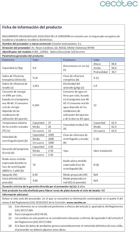 Lavadora 5kg Bolero DressCode 520 Inverter, 16 Programas