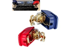 Fiknonk 2 PCS Quick Release Battery Terminal, Secure battery connectors, Top Post Terminals with Safety Covers, Universal for